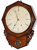 Chauncey Jerome / New Haven, Conn., copied from the complete, very nice blue label inside the bottom trap door of this "pie crust" wall clock, ca about 1850.