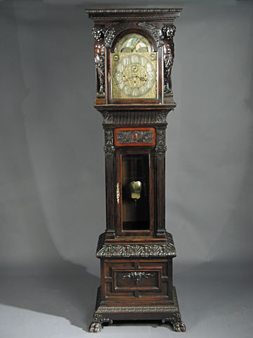 OUTSTANDING WALTER H. DURFEE TALL CLOCK WITH OUTRAGEOUS CARVING TO CASE — Antique Clocks Price Guide