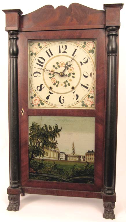 Stenciled column clock, as found. — Antique Clocks Price Guide