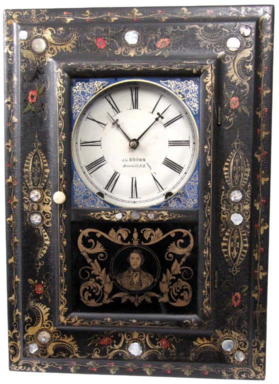 Rare J. C. Brown, Forrestville, Conn. mother of pearl picture frame clock. — Antique Clocks Price Guide