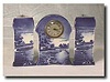 Blue and White China Clock Set, Circa 1950.
