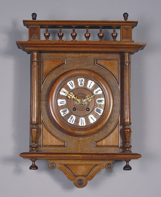 French Carved Walnut Wall Clock, — Antique Clocks Price Guide