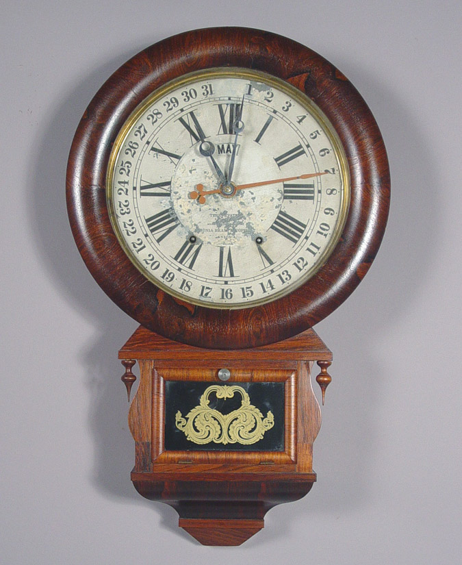 American Ansonia Clock Co. "Drop Extra Calendar" Wall Clock, — Antique Clocks Price Guide