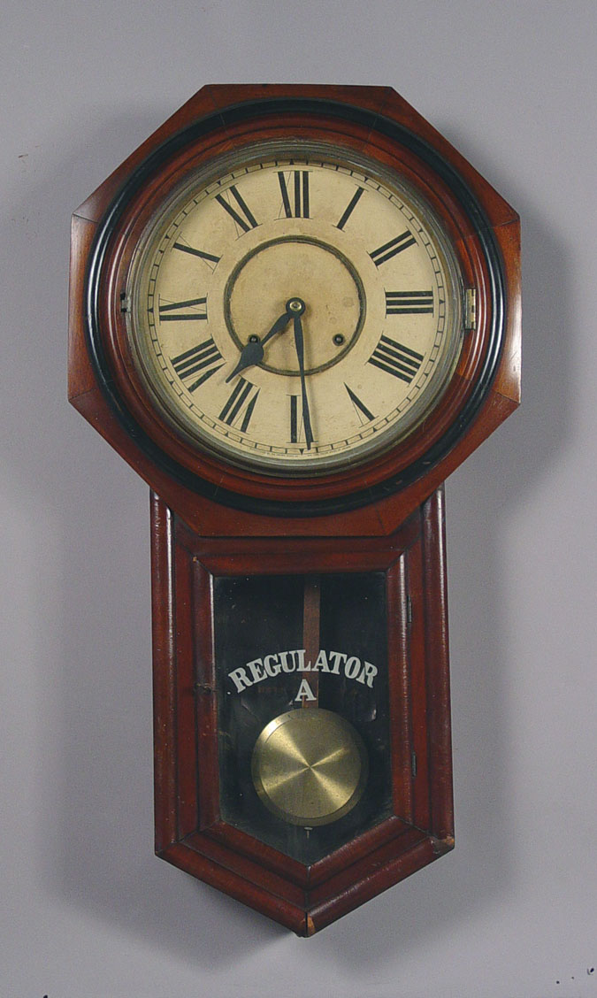 American Ansonia Clock Co. "Regulator A" Long Drop Wall Clock, — Antique Clocks Price Guide