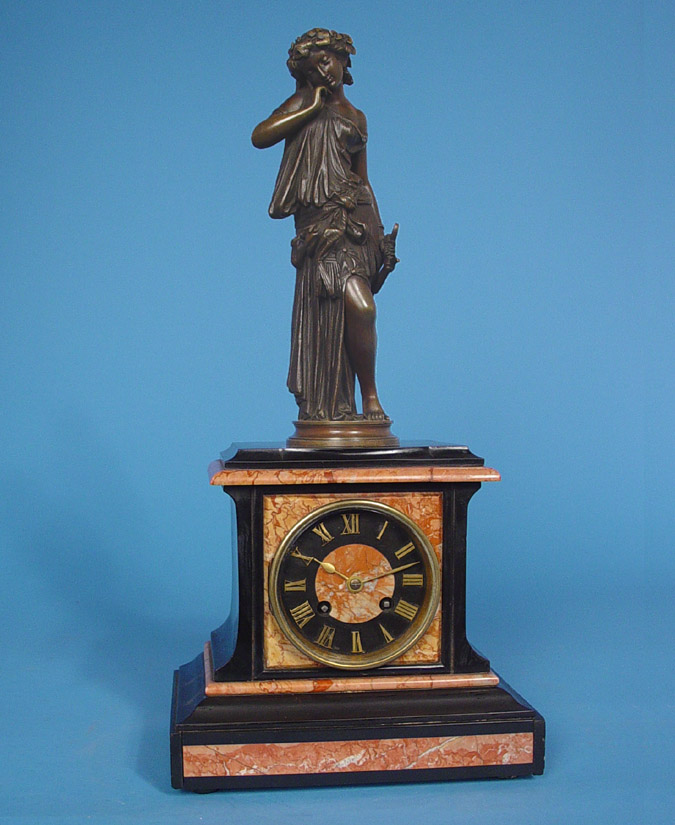 French Japy Freres Marble and Bronze Clock, — Antique Clocks Price Guide