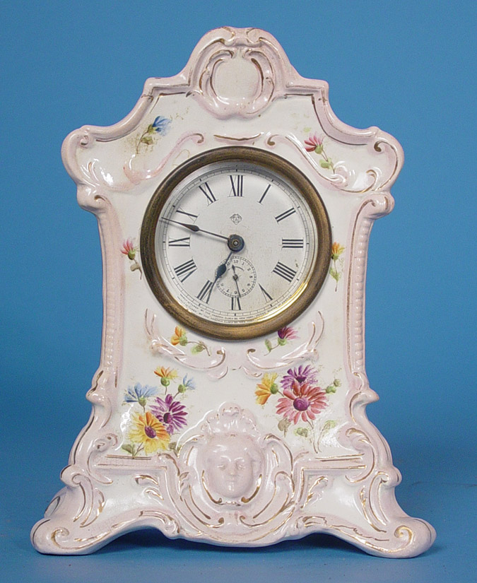 American Ansonia Clock Co. New York Hand Painted China Clock, — Antique Clocks Price Guide