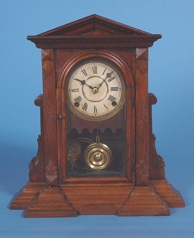 American Ingraham Clock Co. "Tontine" Walnut Parlor Shelf Clock, — Antique Clocks Price Guide