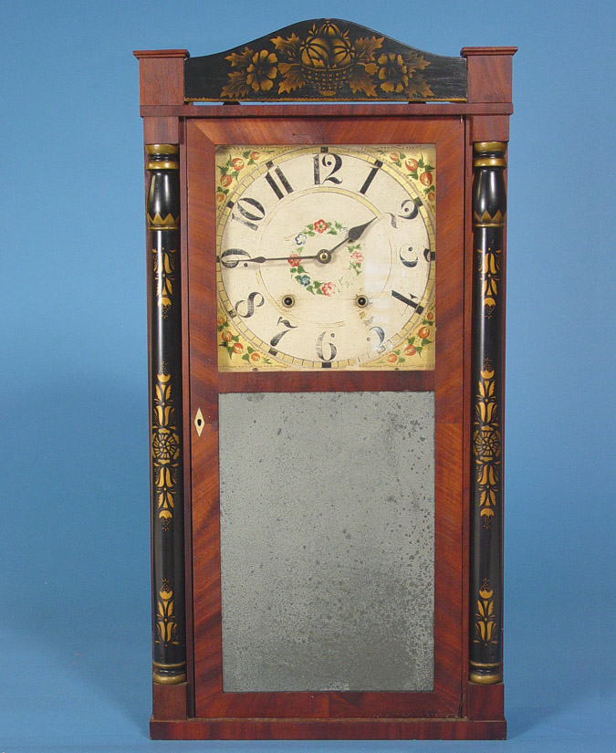 American Seymour Williams and Porter, Farmington Conn. Wood Works Bronzed Looking Glass Clock, — Antique Clocks Price Guide