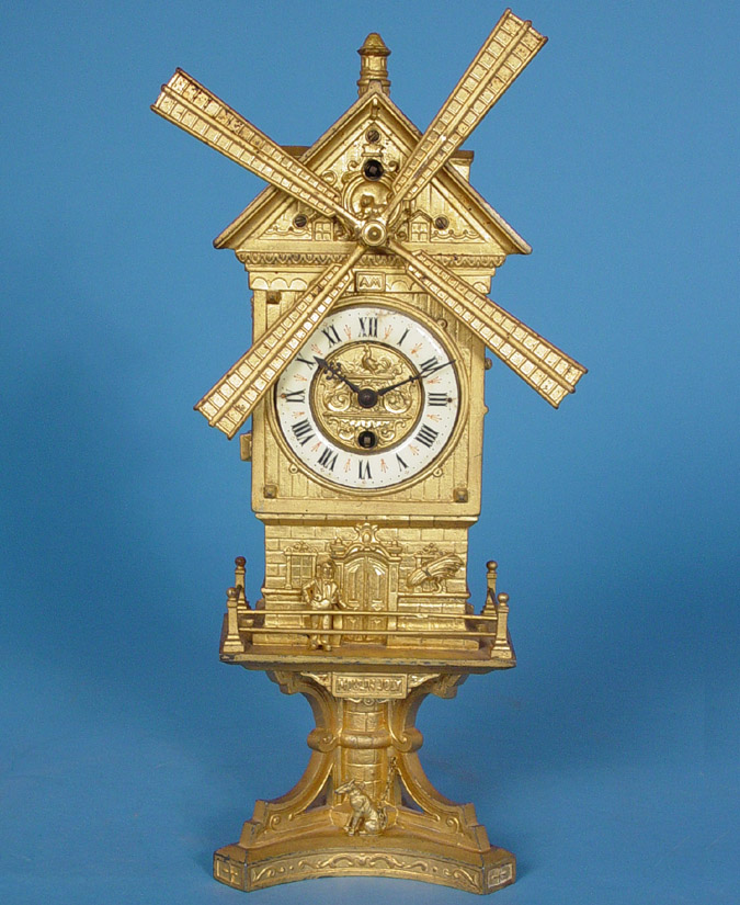 French Animated Windmill Clock, — Antique Clocks Price Guide