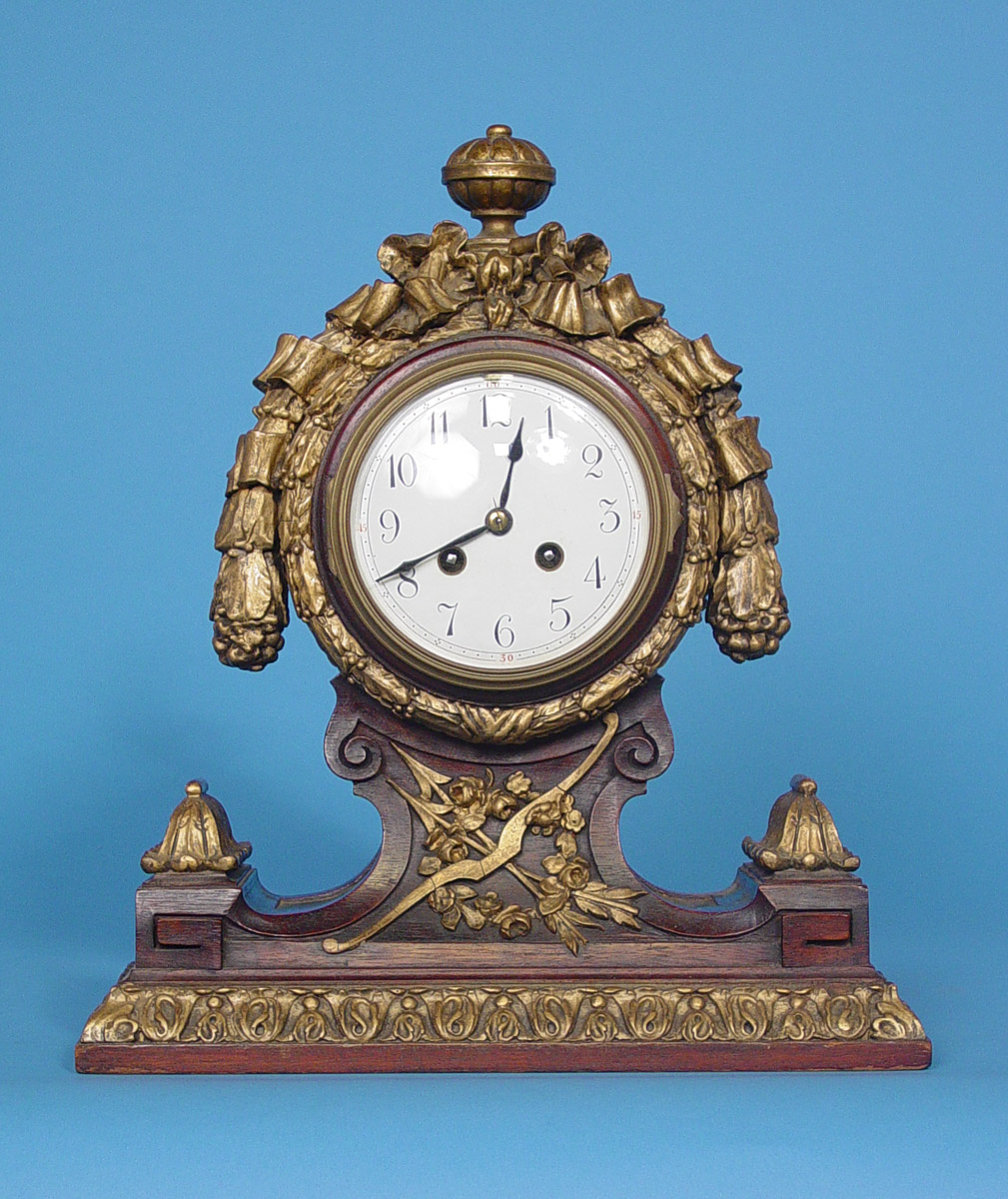 French Mahogany and Giltwood Shelf Clock, — Antique Clocks Price Guide