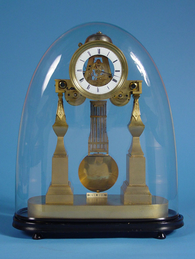 French Rare and Unusual Large Gilt Bronze Skeleton Clock, — Antique Clocks Price Guide