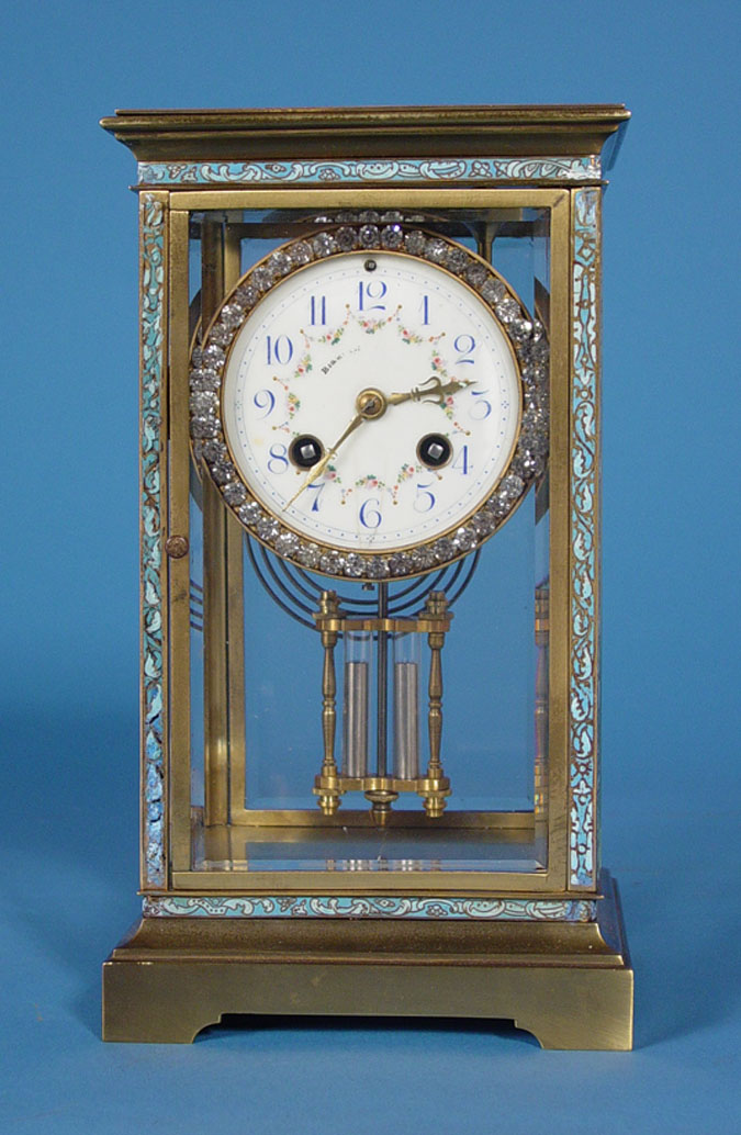 French Champleve Crystal Regulator, — Antique Clocks Price Guide