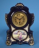 French or German Hand Painted Cobalt Blue Porcelain Timepiece,