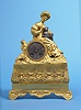 French Establisment Petit Unusual Figural Dore Bronze Mantle Clock,