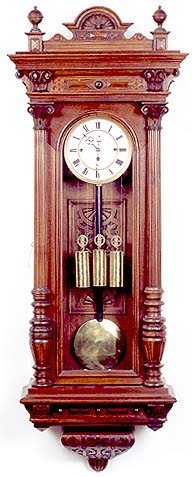 THREE-WEIGHT GRANDE SONNERIE WALL CLOCK, German, 19th century; — Antique Clocks Price Guide