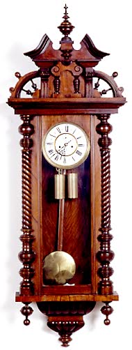 GUSTAV BECKER TWO-WEIGHT WALL CLOCK, German, serial No.587649, c.1886, — Antique Clocks Price Guide