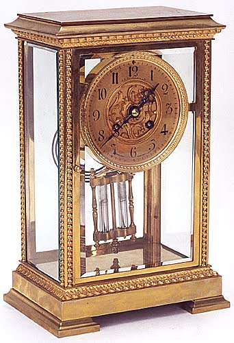 FRENCH CRYSTAL REGULATOR CLOCK, Japy Freres for J. E. Caldwell &amp; Co., retailer, Philadelphia, c.1900; — Antique Clocks Price Guide