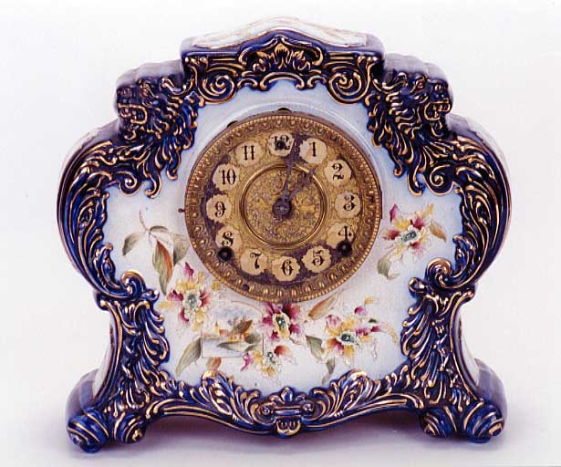 AN ENGLISH VICTORIAN CHINA CASED SHELF CLOCK, — Antique Clocks Price Guide