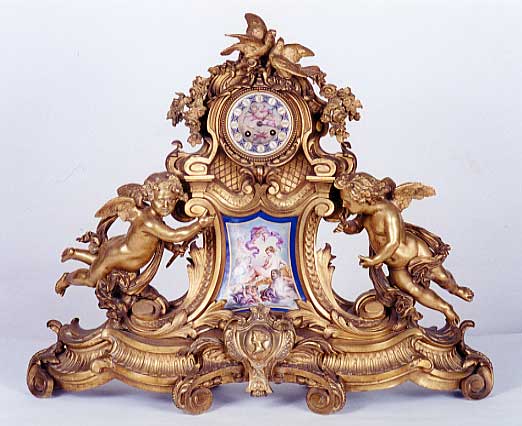 LOUIS XV GILT-BRONZE AND SEVRES PORCELAIN SHELF CLOCK, French, late 18th/early 19th century, — Antique Clocks Price Guide