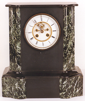AN AMERICAN MARBLE MANTLE CLOCK, — Antique Clocks Price Guide