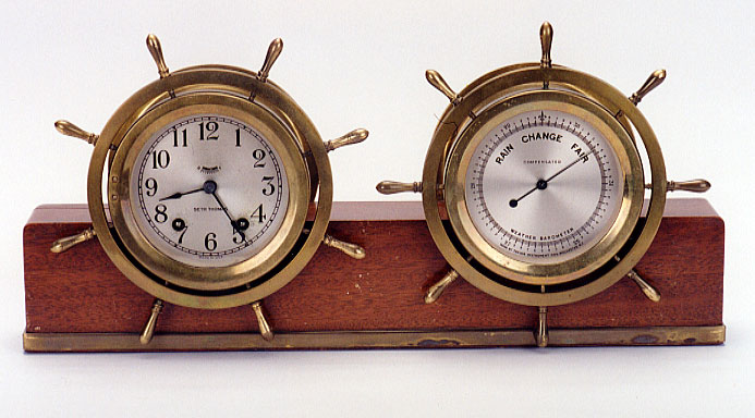 AN AMERICAN SETH THOMAS SHIP'S CLOCK AND BAROMETER — Antique Clocks Price Guide