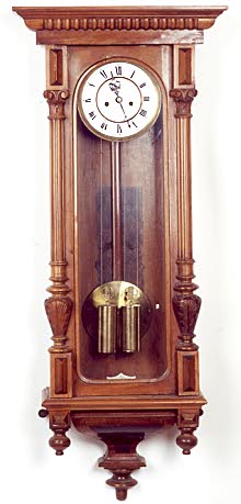 TWO-WEIGHT LONGCASE WALL CLOCK, Gustav Becker Clock Co., German, c.1879, — Antique Clocks Price Guide