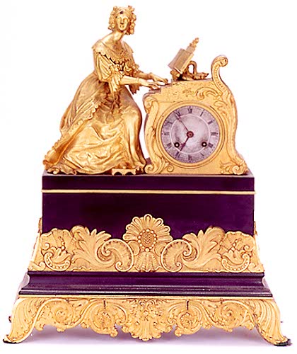 CHARLES X PATINATED AND GILT-BRONZE FIGURAL CLOCK, French, second quarter of the 19th century, — Antique Clocks Price Guide