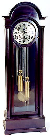 EMPIRE REVIVAL STYLE MAHOGANY GRANDFATHER FLOOR CLOCK, The Herschede Hall Clock Co., Cincinnati, Ohio, Panama Pacific International Exposition, 1915, — Antique Clocks Price Guide