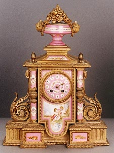 GILT BRONZE AND PORCELAIN MANTLE CLOCK, — Antique Clocks Price Guide