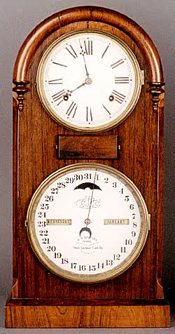 ITHACA CALENDAR SHELF CLOCK, Model No. 330A, "Rosewood Round Top", — Antique Clocks Price Guide