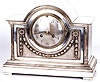 FRENCH MANTLE CLOCK, silver on copper and brass architectural case
