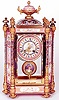 AN ORMOLU, SEVRES-STYLE PORCELAIN AND CHAMPLEVE' ENAMEL CRYSTAL REGULATOR MANTEL CLOCK, French, c.1900,