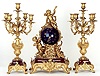 THREE PIECE FRENCH CLOCK GARNITURE SET; late 19th century