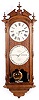 DOUBLE-DIAL CALENDAR WALL CLOCK, Ithaca Calendar Clock Co., c.1880,