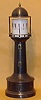 Nightlight clock in the form of a lighthouse in which the glass shade
