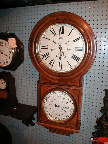 Welch Spring double dial calendar with BB Lewis Perpetual calendar mechanism. — Antique Clocks Price Guide
