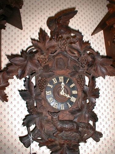 Very scarce Eight-day cuckoo with Aesop's Fable FOX AND GRAPE THEME. — Antique Clocks Price Guide