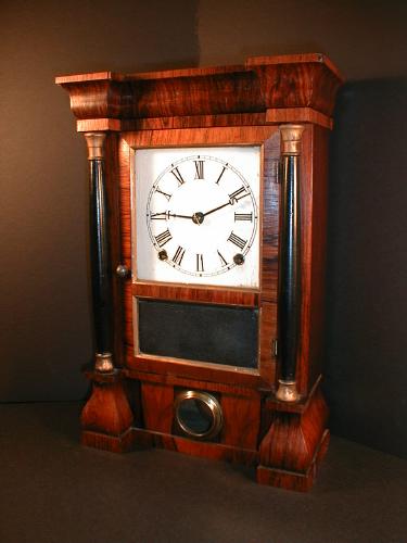 Eight-day Seth Thomas mantle clock, c. 1864,  with bold graining and "ST" hands. — Antique Clocks Price Guide