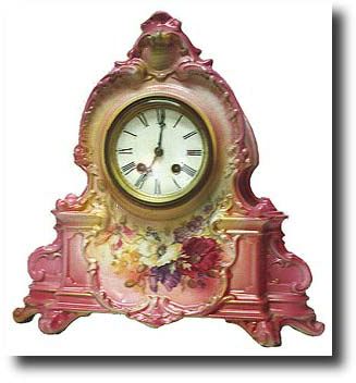 German Porcelain Floral Table Clock — Antique Clocks Price Guide
