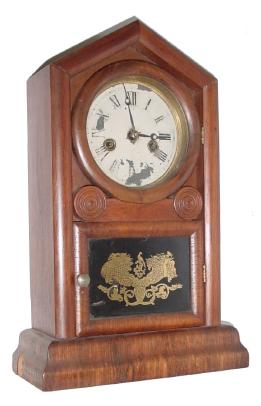 C.1870, E. N. Welch, Cottage clock, 30-hour time and strike, rosewood veneer. — Antique Clocks Price Guide