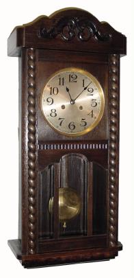 C.1920, German, Dark Oak cased box clock, with bim-bam strike, barley twist door, and 3 panes of beveled glass. — Antique Clocks Price Guide