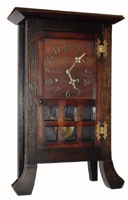 C.1913, New Haven Clock Co., ÒSAN PEDROÓ, mission oak shelf clock, 8-day gong strike. — Antique Clocks Price Guide