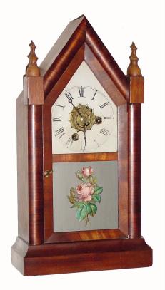 C.1885, E. N. Welch Manufacturing Co., Forestville, Conn, 30-hour time/alarm rosewood and mahogany miniature steeple clock. — Antique Clocks Price Guide