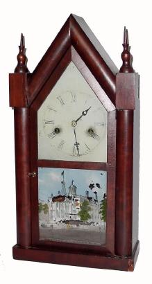 C.1870, Connecticut 30-hour Steeple (no label), time and strike, full size. — Antique Clocks Price Guide