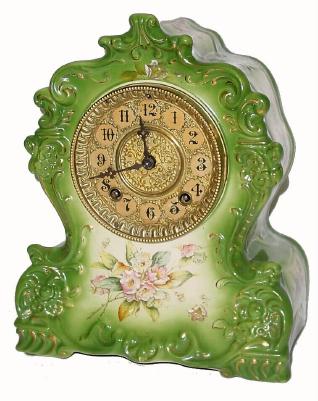 C.1905, Wm. L. Gilbert, ÓPorcelain No. 419Ò, 8-day time and strike mantel clock. — Antique Clocks Price Guide