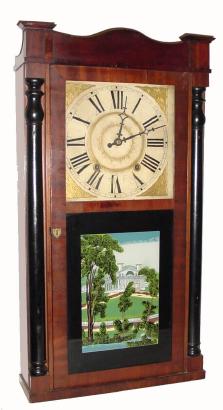 C.1840 Boardman and Wells, Bristol, Conn., 30-hour wood movement time/strike half-column and splat shelf clock. — Antique Clocks Price Guide