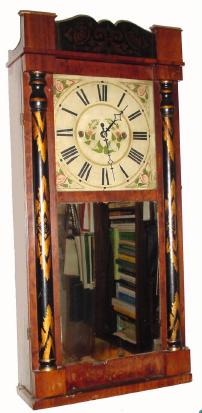 C.1835, Pratt and Frost, Reading, Mass., 30-hour time and strike wood movement shelf clock. — Antique Clocks Price Guide