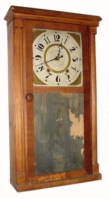 C.1840 (dated label), Jason R. Rawson, Saxtons River, Vt, a good Vermont square edge half column shelf clock, wood works, 30-hour. — Antique Clocks Price Guide