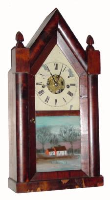 C.1852, Chauncey Jerome, New Haven, 30-hour time, strike, alarm, Steeple clock. — Antique Clocks Price Guide
