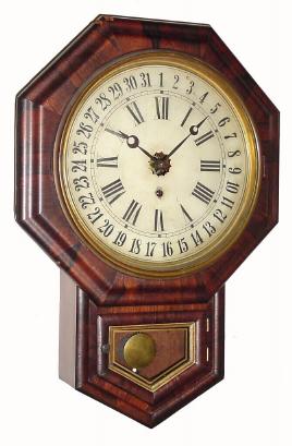 C.1885 E. N. Welch Mfg. Co., ÒNo. 1 Drop Octagon, CalendarÓ, 8-day wall, time and calendar. — Antique Clocks Price Guide